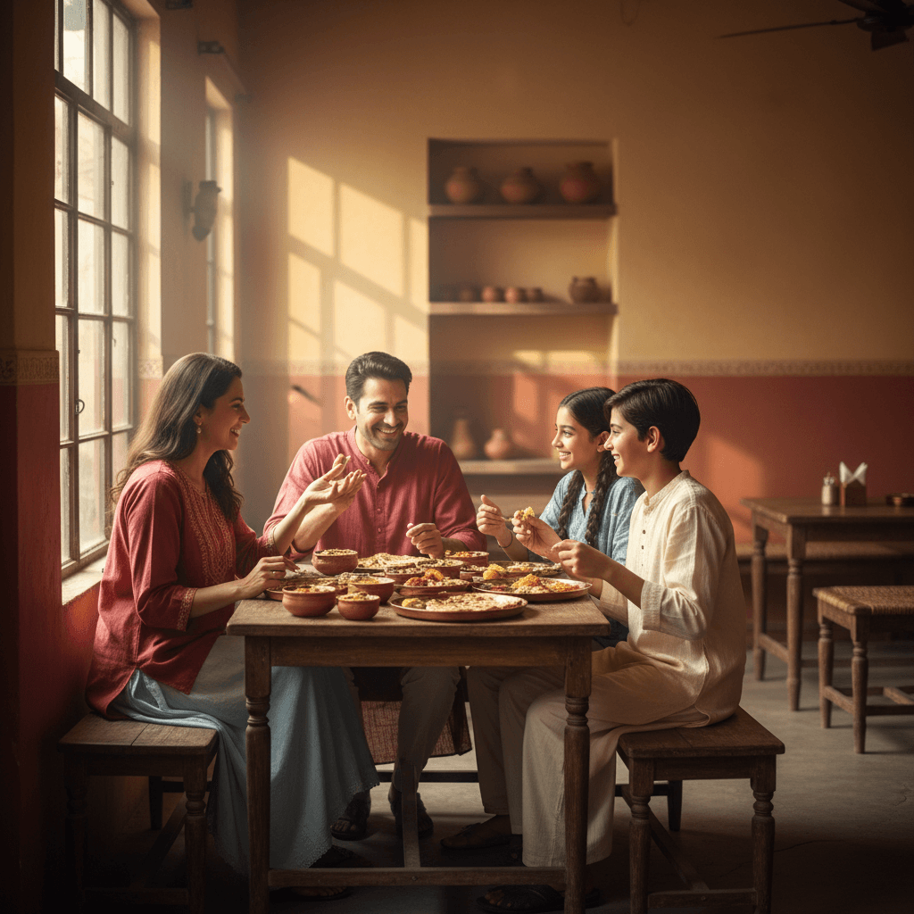 Family dining together at a comfortable table